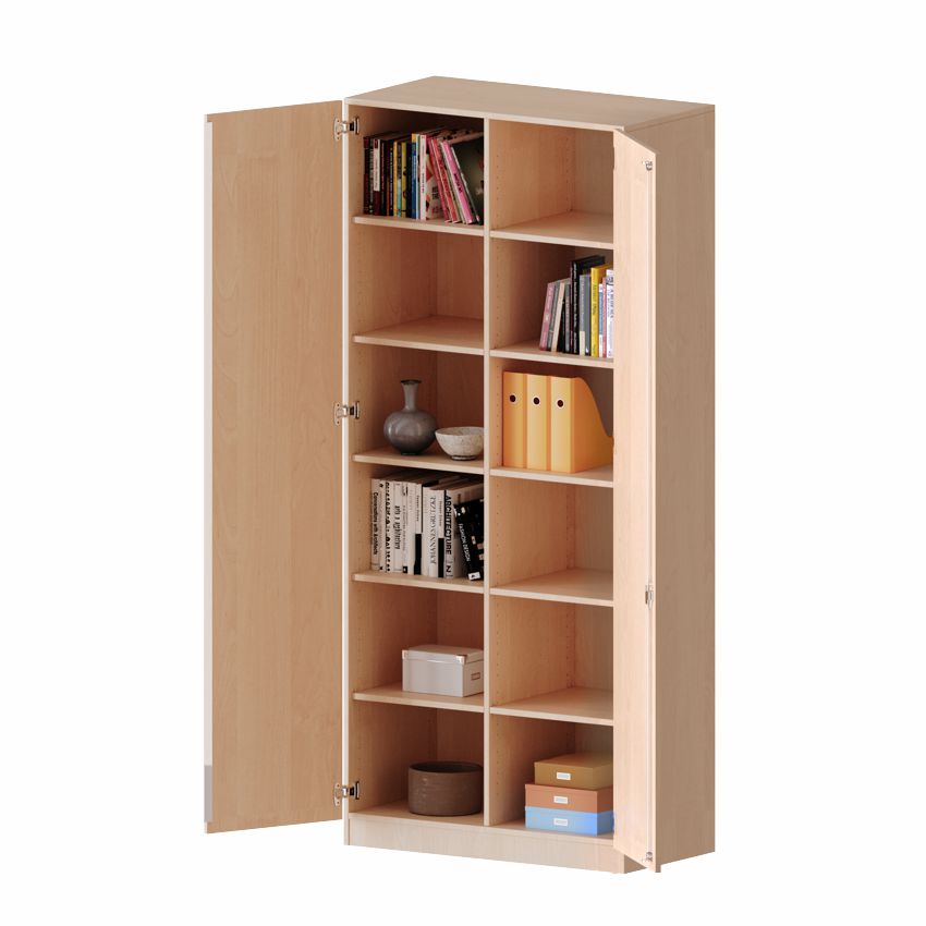 Schrank zweitürig 6 OH, mit MW, 2 Breiten, 4 Dekore